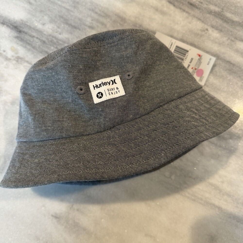 Men's Hurley Gray Chambray Bucket Hat NEW